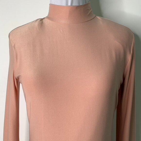 New We Are Women's Nude Long Sleeve Maxi Open Bag Front Slit Dress Size Small - Picture 2 of 16